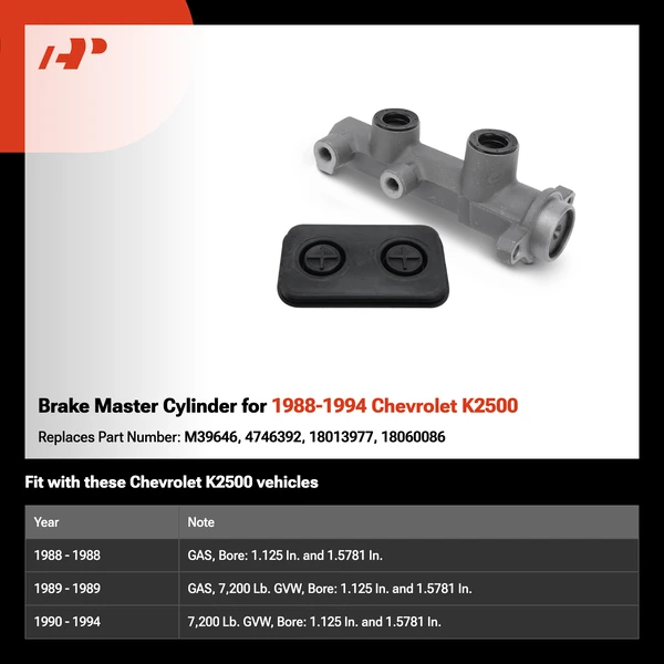 Brake Master Cylinder for 1988-1994 Chevrolet K2500