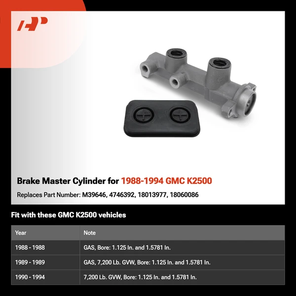 Brake Master Cylinder for 1988-1994 GMC K2500