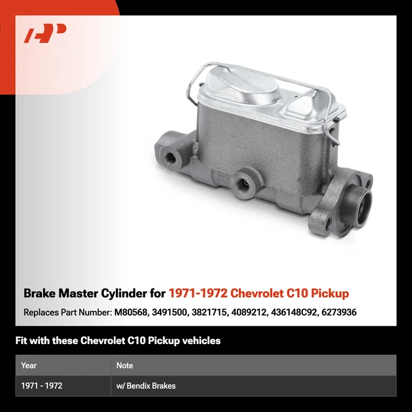 Brake Master Cylinder for 1971-1972 Chevrolet C10 Pickup