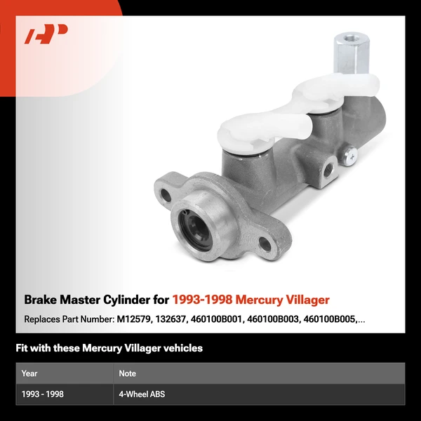 Brake Master Cylinder for 1993-1998 Mercury Villager