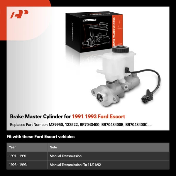 Brake Master Cylinder for 1991 1993 Ford Escort