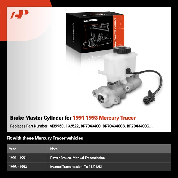 Brake Master Cylinder for 1991 1993 Mercury Tracer
