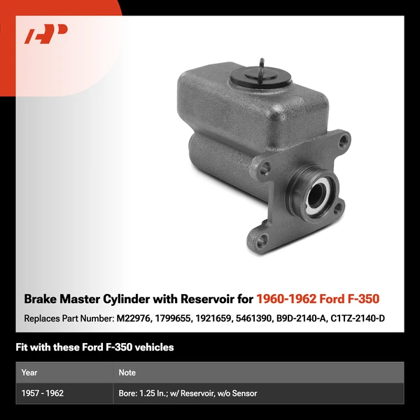Brake Master Cylinder with Reservoir for 1960-1962 Ford F-350