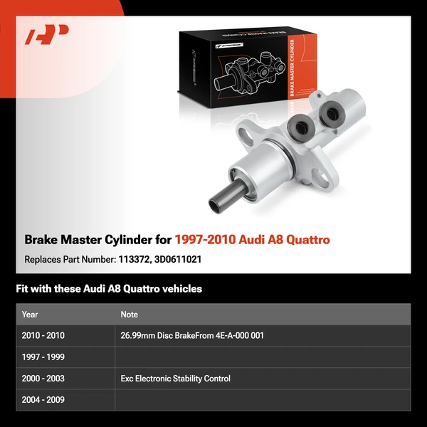 Brake Master Cylinder for 1997-2010 Audi A8 Quattro