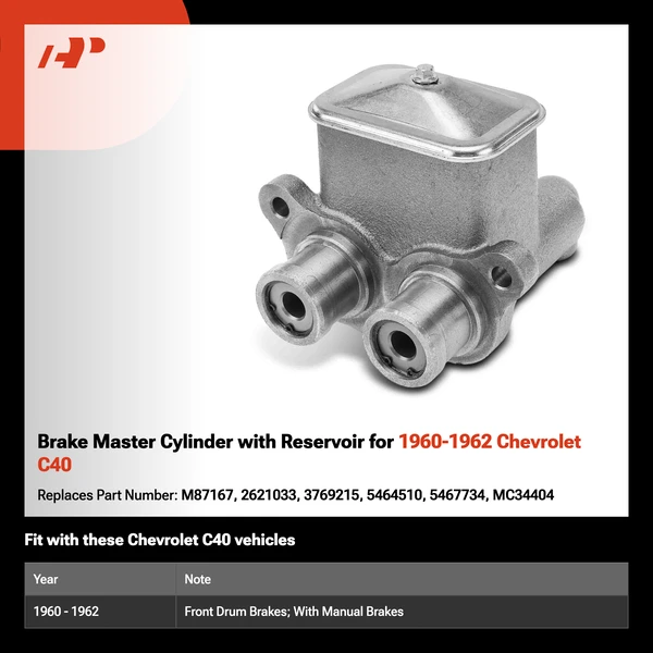 Brake Master Cylinder with Reservoir for 1960-1962 Chevrolet C40