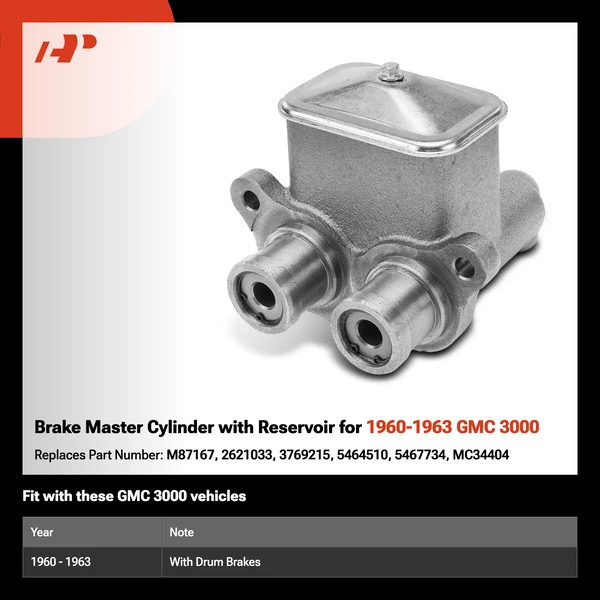 Brake Master Cylinder with Reservoir for 1960-1963 GMC 3000