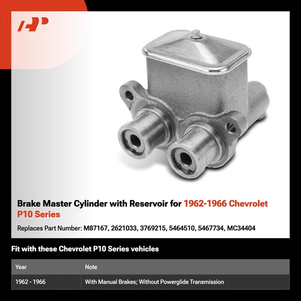 Brake Master Cylinder with Reservoir for 1962-1966 Chevrolet P10 Series