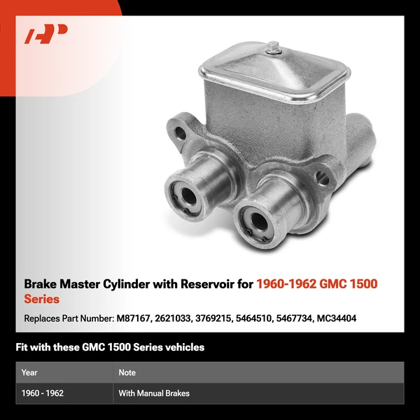 Brake Master Cylinder with Reservoir for 1960-1962 GMC 1500 Series