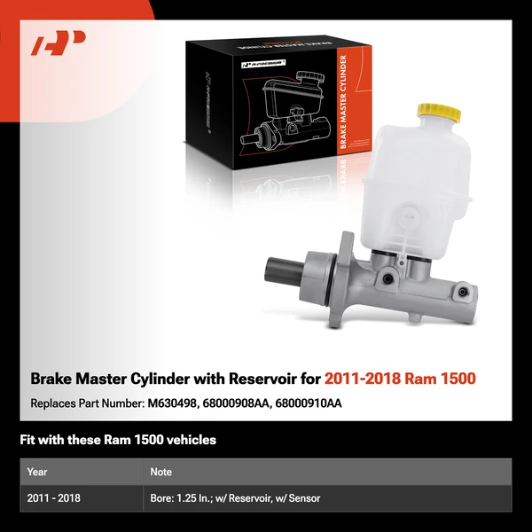 Brake Master Cylinder with Reservoir for 2011-2018 Ram 1500