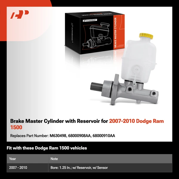 Brake Master Cylinder with Reservoir for 2007-2010 Dodge Ram 1500