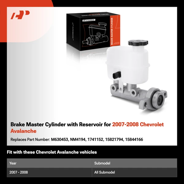Brake Master Cylinder with Reservoir for 2007-2008 Chevrolet Avalanche