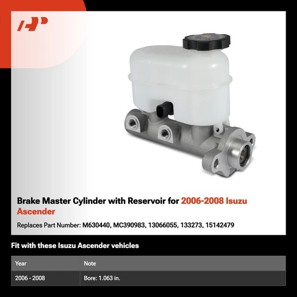 Brake Master Cylinder with Reservoir for 2006-2008 Isuzu Ascender