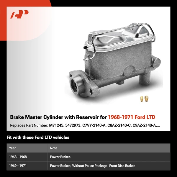 Brake Master Cylinder with Reservoir for 1968-1971 Ford LTD