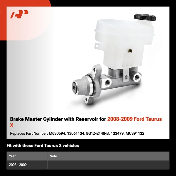 Brake Master Cylinder with Reservoir for 2008-2009 Ford Taurus X
