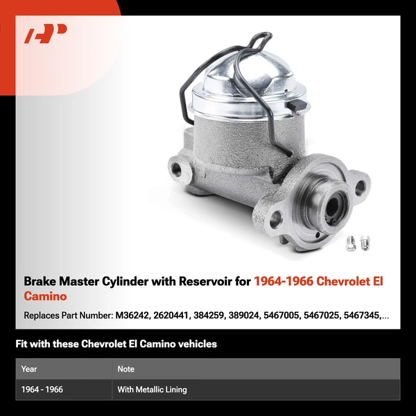 Brake Master Cylinder with Reservoir for 1964-1966 Chevrolet El Camino