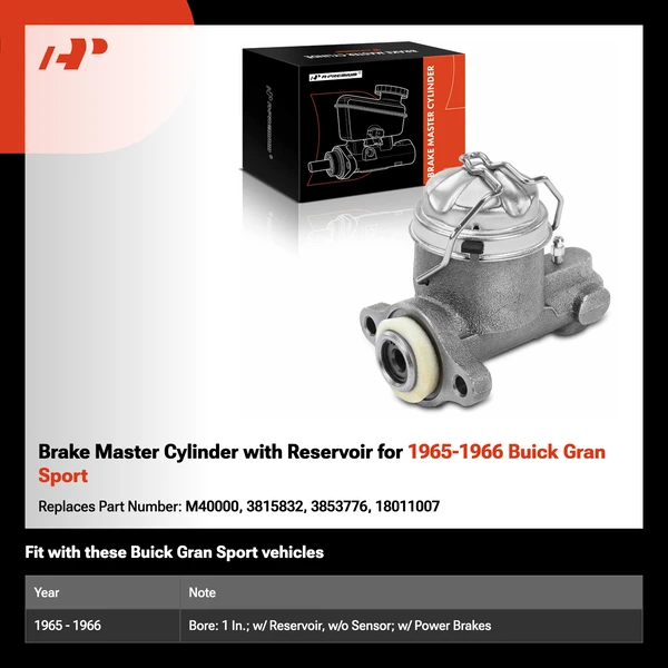 Brake Master Cylinder with Reservoir for 1965-1966 Buick Gran Sport