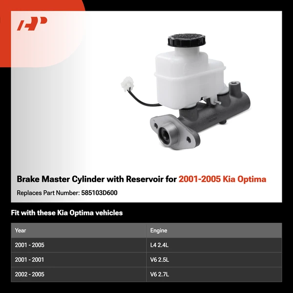 Brake Master Cylinder with Reservoir for 2001-2005 Kia Optima
