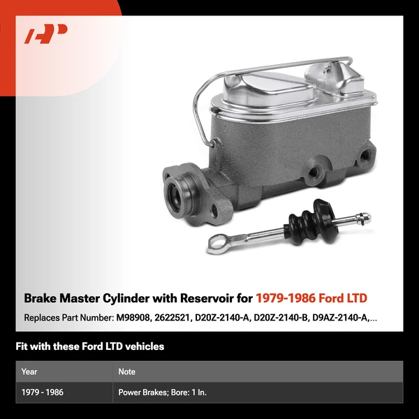 Brake Master Cylinder with Reservoir for 1979-1986 Ford LTD