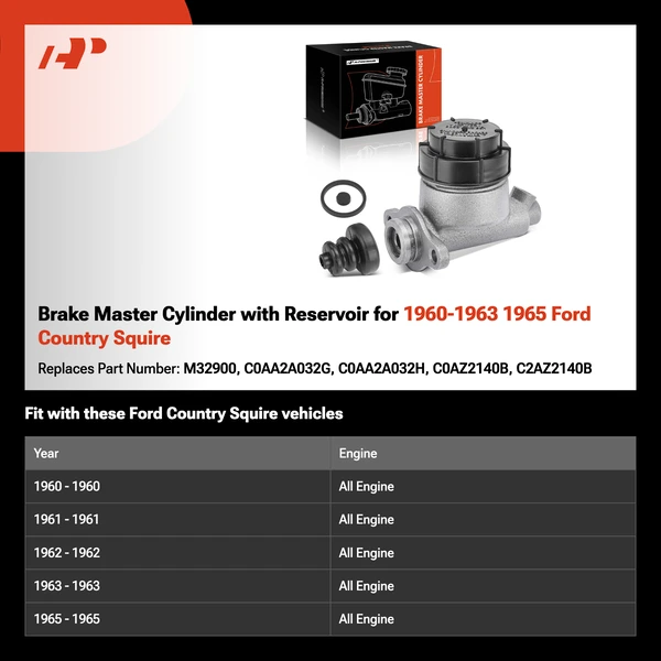 Brake Master Cylinder with Reservoir for 1960-1963 1965 Ford Country Squire