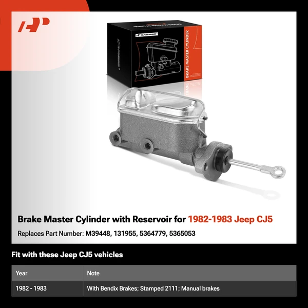 Brake Master Cylinder with Reservoir for 1982-1983 Jeep CJ5