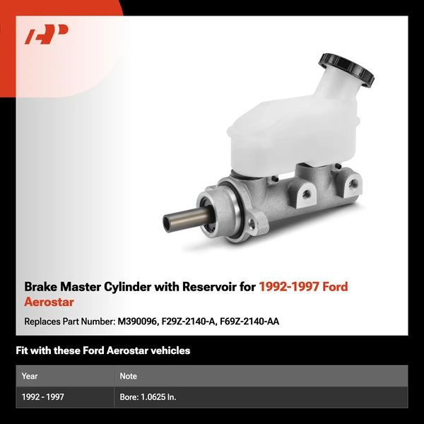 Brake Master Cylinder with Reservoir for 1992-1997 Ford Aerostar