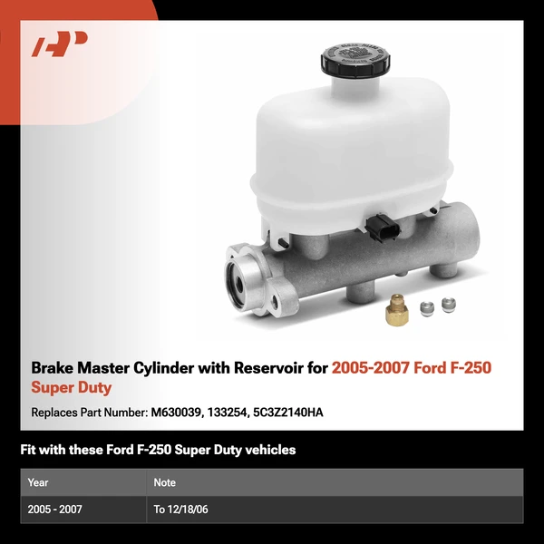 Brake Master Cylinder with Reservoir for 2005-2007 Ford F-250 Super Duty