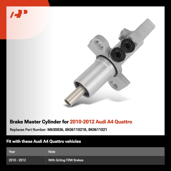 Brake Master Cylinder for 2010-2012 Audi A4 Quattro