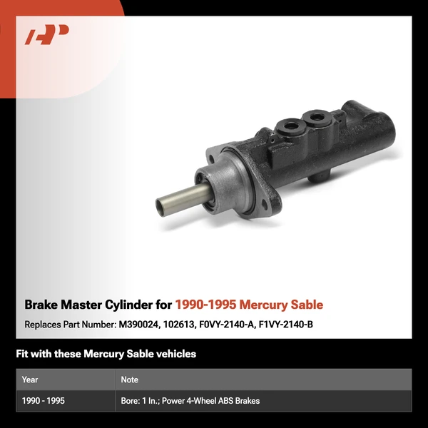 Brake Master Cylinder for 1990-1995 Mercury Sable