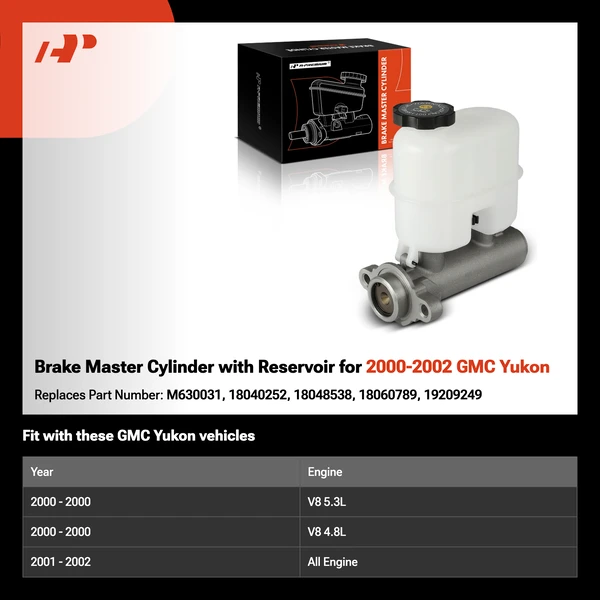 Brake Master Cylinder with Reservoir for 2000-2002 GMC Yukon