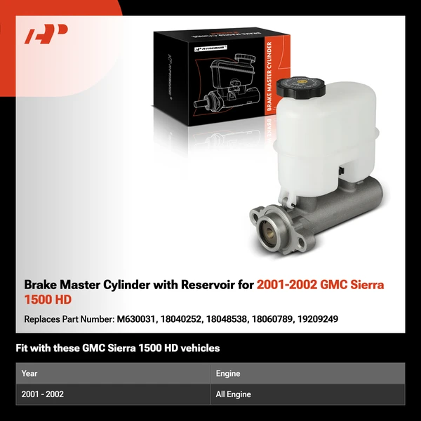 Brake Master Cylinder with Reservoir for 2001-2002 GMC Sierra 1500 HD