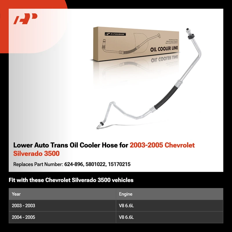 Lower Auto Trans Oil Cooler Hose for 2003-2005 Chevrolet Silverado 3500
