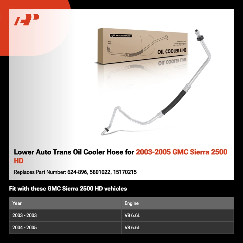 Lower Auto Trans Oil Cooler Hose for 2003-2005 GMC Sierra 2500 HD