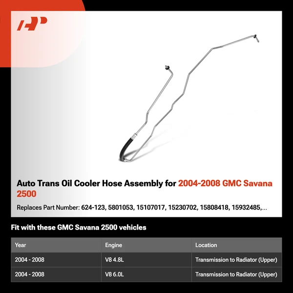 Auto Trans Oil Cooler Hose Assembly for 2004-2008 GMC Savana 2500