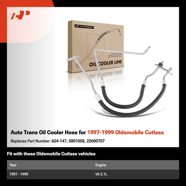 Auto Trans Oil Cooler Hose for 1997-1999 Oldsmobile Cutlass