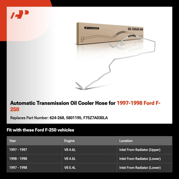 Automatic Transmission Oil Cooler Hose for 1997-1998 Ford F-250