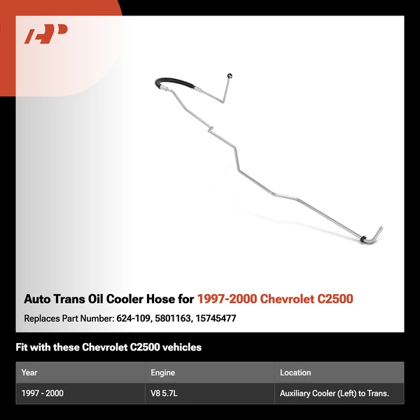 Auto Trans Oil Cooler Hose for 1997-2000 Chevrolet C2500