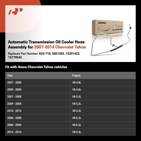 Automatic Transmission Oil Cooler Hose Assembly for 2007-2014 Chevrolet Tahoe