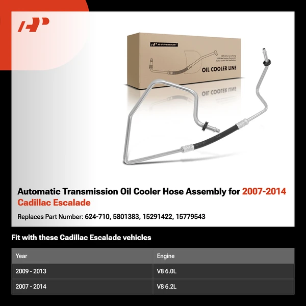 Automatic Transmission Oil Cooler Hose Assembly for 2007-2014 Cadillac Escalade