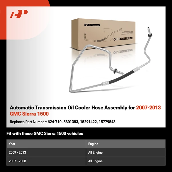 Automatic Transmission Oil Cooler Hose Assembly for 2007-2013 GMC Sierra 1500