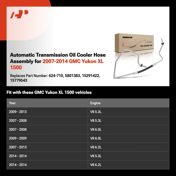 Automatic Transmission Oil Cooler Hose Assembly for 2007-2014 GMC Yukon XL 1500
