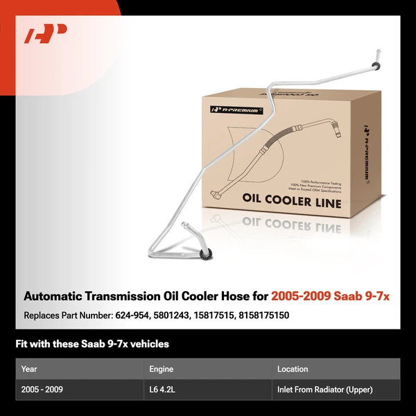 Automatic Transmission Oil Cooler Hose for 2005-2009 Saab 9-7x