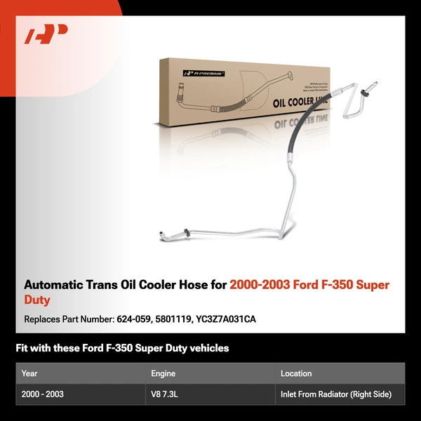 Automatic Trans Oil Cooler Hose for 2000-2003 Ford F-350 Super Duty