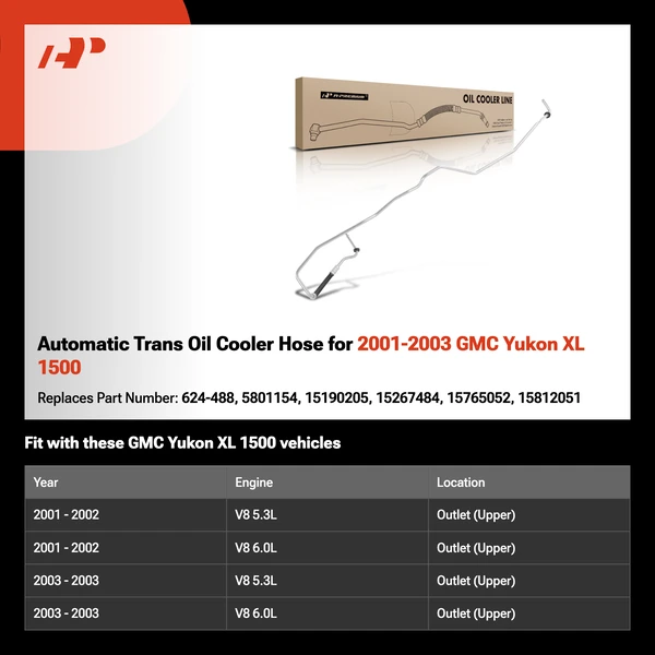Automatic Trans Oil Cooler Hose for 2001-2003 GMC Yukon XL 1500