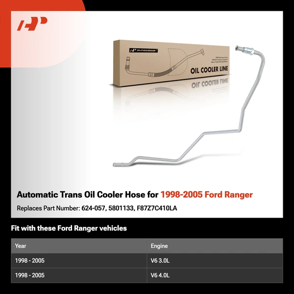 Automatic Trans Oil Cooler Hose for 1998-2005 Ford Ranger