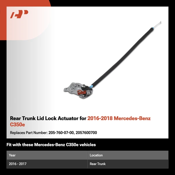 Rear Trunk Lid Lock Actuator for 2016-2018 Mercedes-Benz C350e