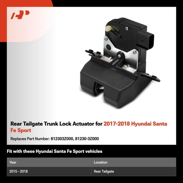 Rear Tailgate Trunk Lock Actuator for 2017-2018 Hyundai Santa Fe Sport