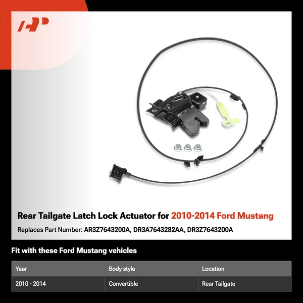 Rear Tailgate Latch Lock Actuator for 2010-2014 Ford Mustang