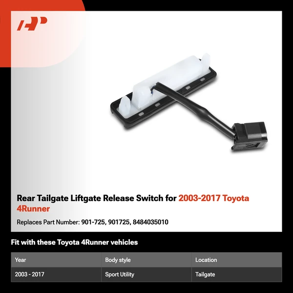 Rear Tailgate Liftgate Release Switch for 2003-2017 Toyota 4Runner