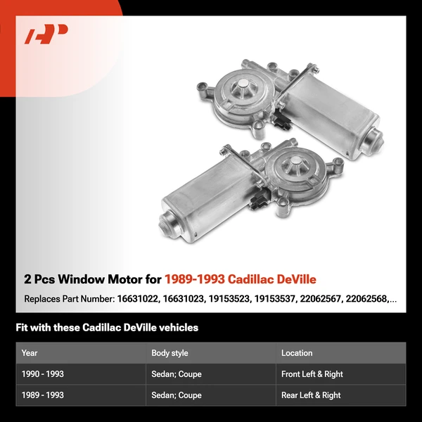 2 Pcs Window Motor for 1989-1993 Cadillac DeVille