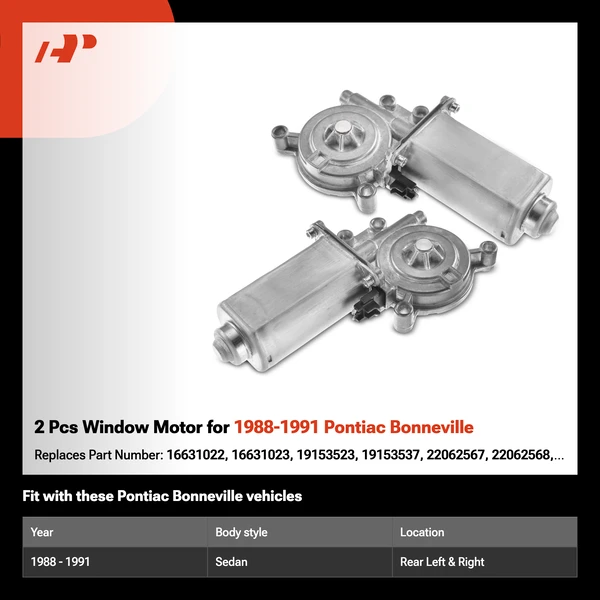 2 Pcs Window Motor for 1988-1991 Pontiac Bonneville